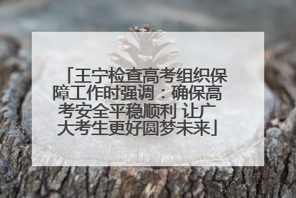 王宁检查高考组织保障工作时强调：确保高考安全平稳顺利 让广大考生更好圆梦未来