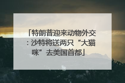 特朗普迎来动物外交：沙特将送两只“大猫咪”去美国首都