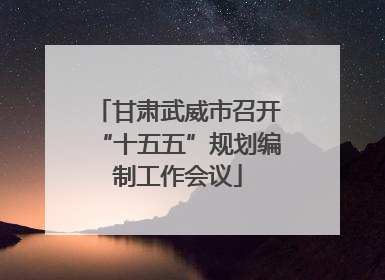 甘肃武威市召开“十五五”规划编制工作会议