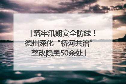 筑牢汛期安全防线！德州深化“桥河共治”整改隐患50余处