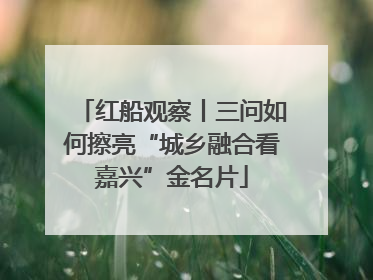 红船观察丨三问如何擦亮“城乡融合看嘉兴”金名片