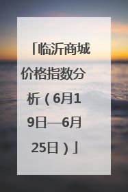 临沂商城价格指数分析（6月19日—6月25日）