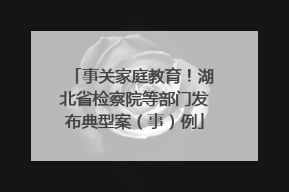 事关家庭教育！湖北省检察院等部门发布典型案（事）例