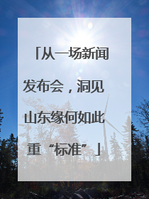 从一场新闻发布会，洞见山东缘何如此重“标准”