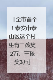 全市首个！泰安市泰山区这个村生育二孩奖2万、三孩奖3万