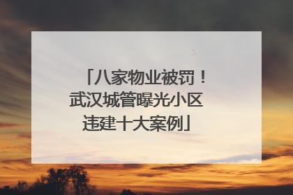 八家物业被罚！武汉城管曝光小区违建十大案例
