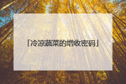 冷凉蔬菜的增收密码