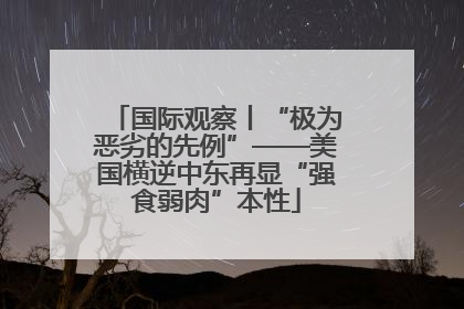 国际观察丨“极为恶劣的先例”——美国横逆中东再显“强食弱肉”本性