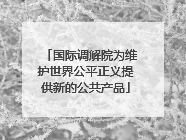 国际调解院为维护世界公平正义提供新的公共产品