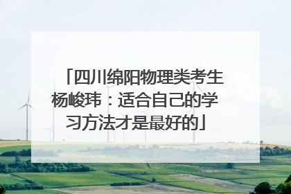 四川绵阳物理类考生杨峻玮：适合自己的学习方法才是最好的