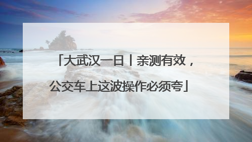 大武汉一日丨亲测有效，公交车上这波操作必须夸