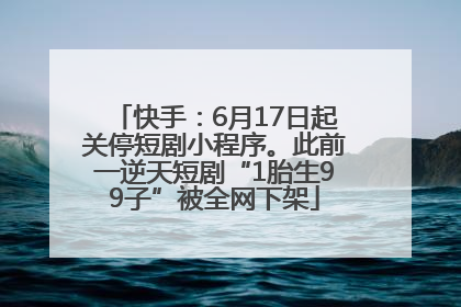 快手：6月17日起关停短剧小程序。此前一逆天短剧“1胎生99子”被全网下架