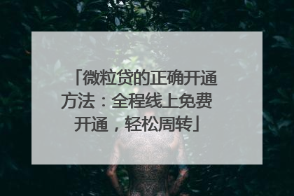 微粒贷的正确开通方法：全程线上免费开通，轻松周转