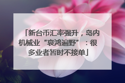 新台币汇率强升，岛内机械业“哀鸿遍野”：很多业者暂时不接单