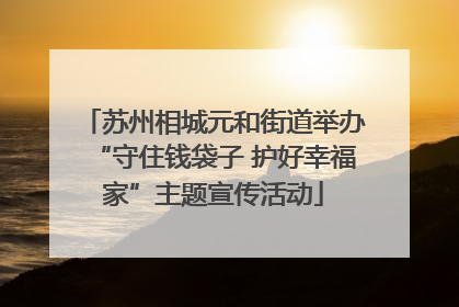 苏州相城元和街道举办“守住钱袋子 护好幸福家”主题宣传活动