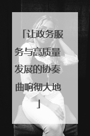 让政务服务与高质量发展的协奏曲响彻大地