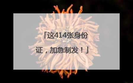 这414张身份证，加急制发！