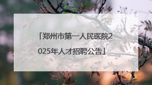 郑州市第一人民医院2025年人才招聘公告
