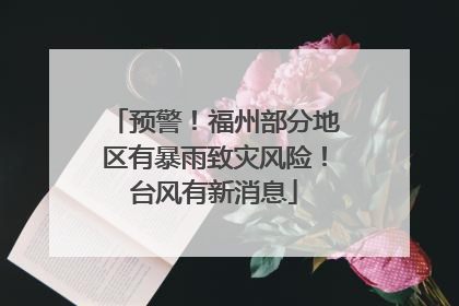 预警！福州部分地区有暴雨致灾风险！台风有新消息
