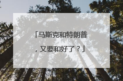 马斯克和特朗普，又要和好了？