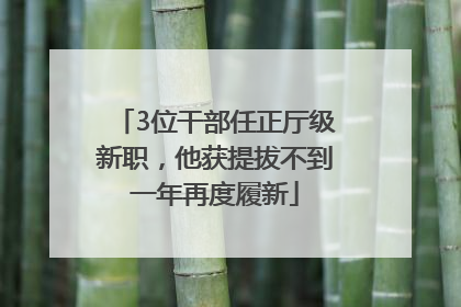 3位干部任正厅级新职，他获提拔不到一年再度履新
